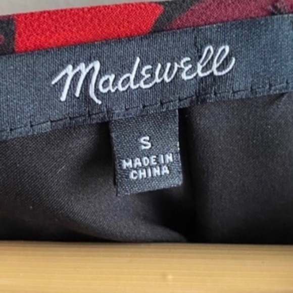 Madewell Tie-back Bubble Sleeve Flowy Top Rose Classic Black Size Small - Picture 5 of 8